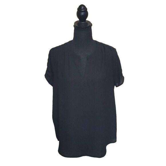 Pleione Short Sleeve V-Neck Layered Sleeve Blouse - Picture 1 of 9